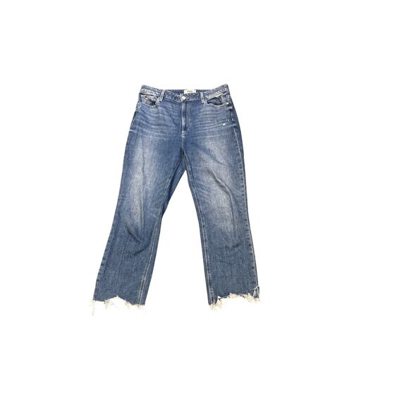PAIGE Sarah Straight Crop Jeans Size 31 high rise raw distressed hem - Picture 2 of 6